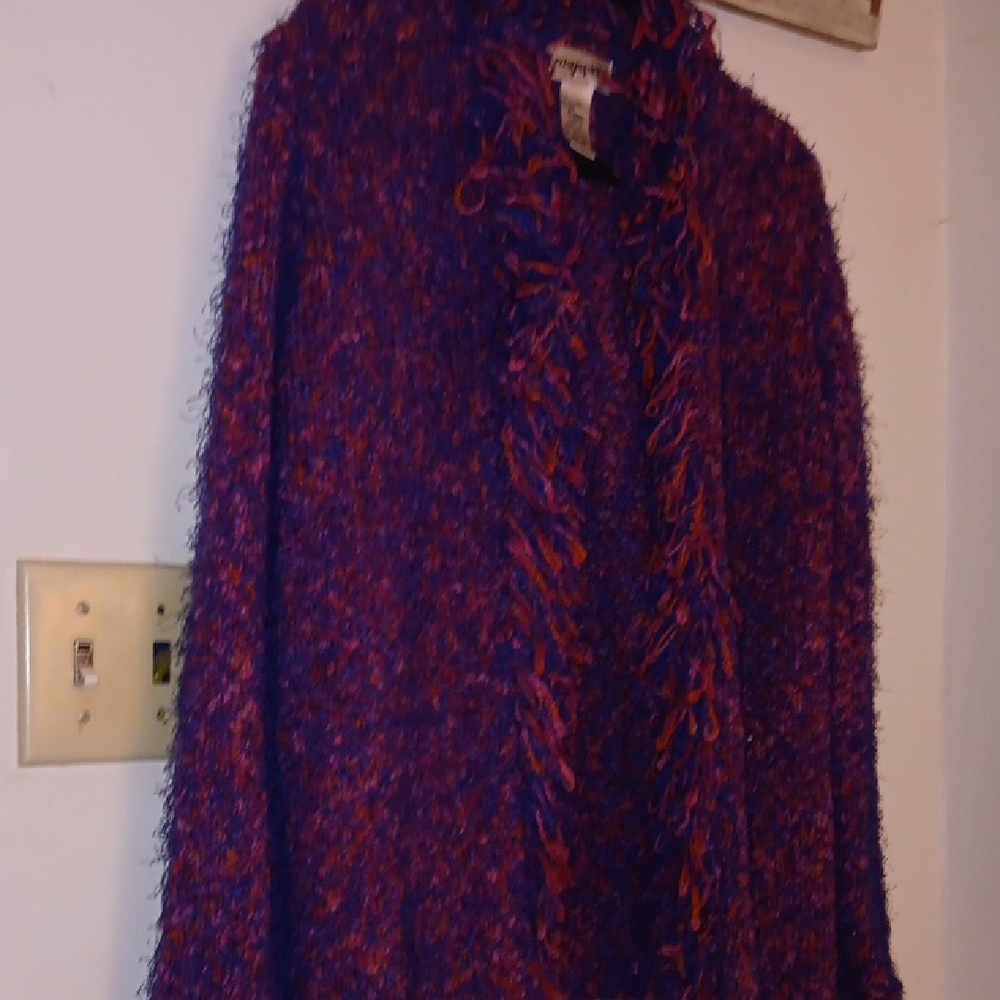 Easy Spirit Multicolor Fringed Cardigan